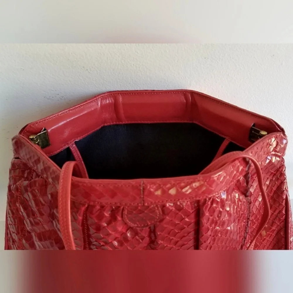 Vintage Palizzio Genuine Leather & Snakeskin Crossbody Hand Bag ⭐️⭐️ - Picture 5 of 16